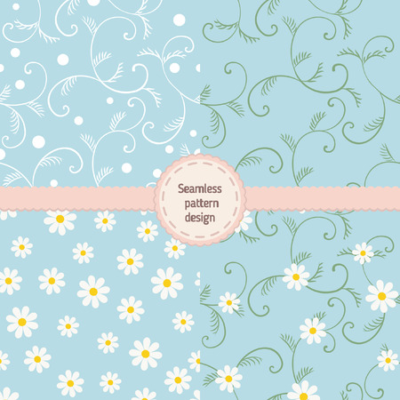 Set of seamless pattern. Floral ornament.のイラスト素材