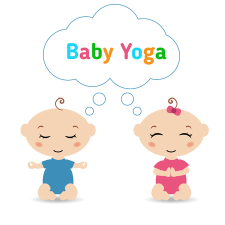 Two babies doing yogaのイラスト素材