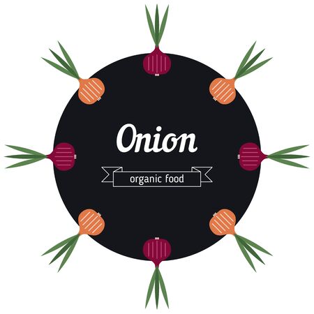 Onion vegetables illustration. Healthy Organic vegetarian food.のイラスト素材
