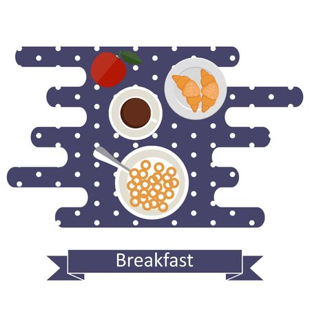 Flat design illustration concepts for French breakfast, breakfast time.のイラスト素材