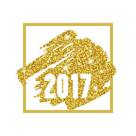 Gold glitter design of happy new year 2017 cardのイラスト素材