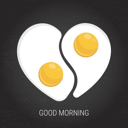 Breakfast menu concept. Fried egg. Textured black board background.のイラスト素材