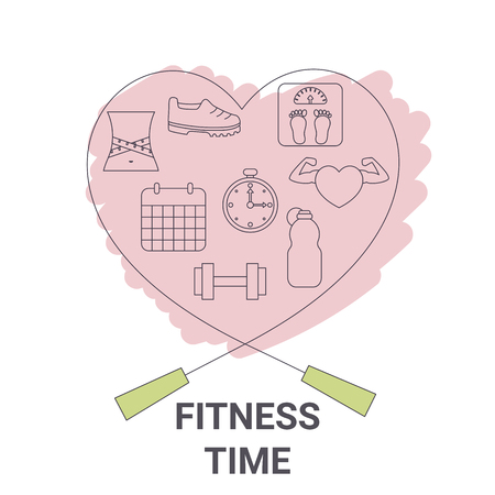 Fitness time and fitness design concept. Sport time.のイラスト素材