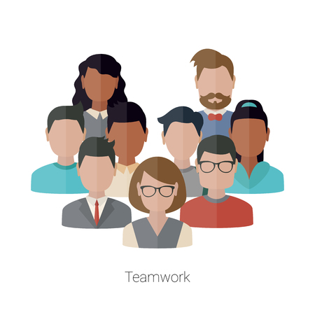 Concept of creative teamwork with set of people. Business team and teamwork concept.のイラスト素材