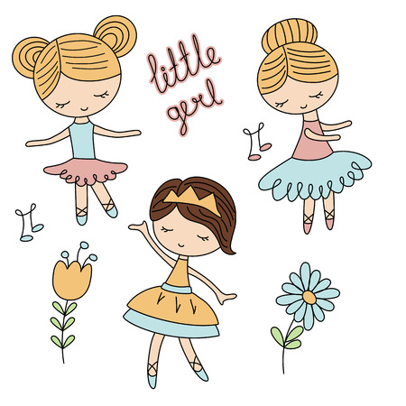 Cute ballerina girls on white background.のイラスト素材