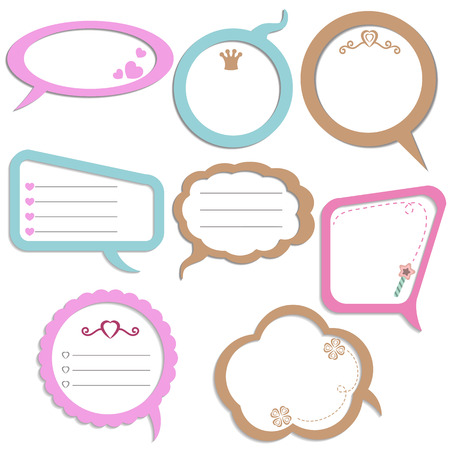 Set of colorful speech bubbles with different elements.のイラスト素材
