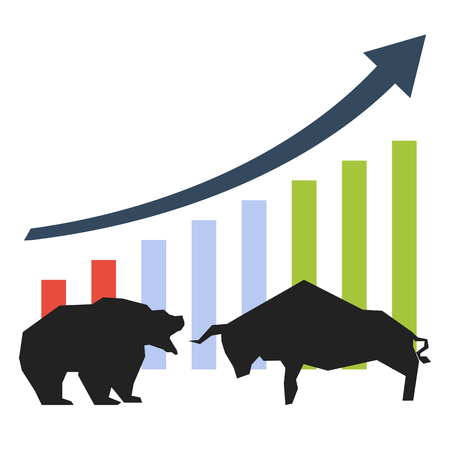 Bullish and bearish symbols. Stock market trends.のイラスト素材