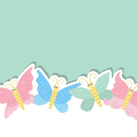 Greeting card with cute butterflies. Vector background.のイラスト素材
