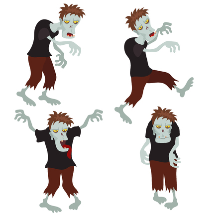 Collection of cartoon zombies on a white background. Happy Halloween.のイラスト素材