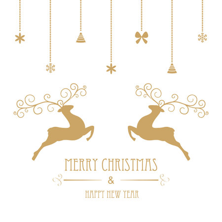 Christmas greeting card with deer. Christmas vector design.のイラスト素材