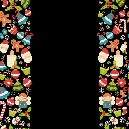 Christmas holiday background with christmas icons. Vector illustration.のイラスト素材