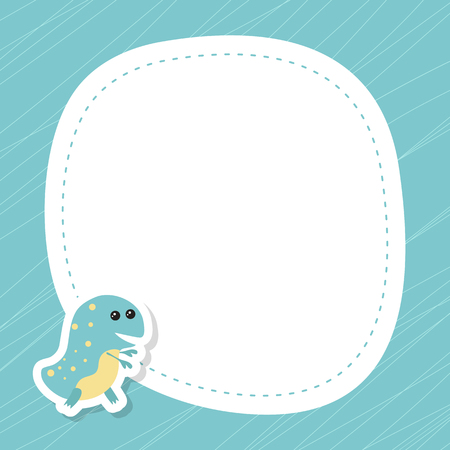 Greeting card with cute dinosaur. Vector background.のイラスト素材