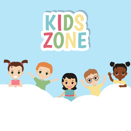 Kids zone design concept with group of children.のイラスト素材