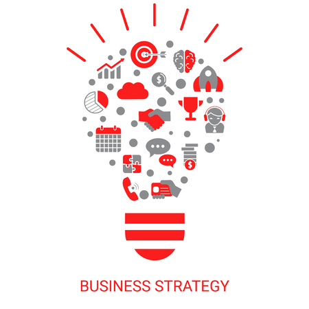 Lightbulb with business and finance icons. Isolated vector illustration.のイラスト素材