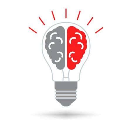 Lightbulb with brain icon. ?reative idea design concept. Isolated vector illustration.のイラスト素材