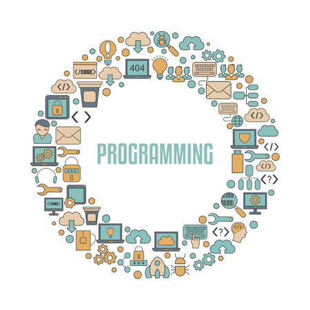 Coding and programming concept. Software development and computer technology.のイラスト素材