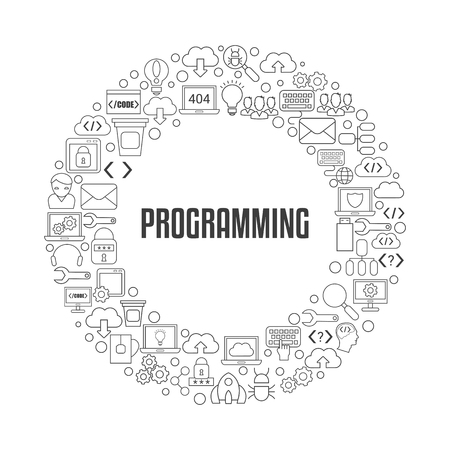 Coding and programming concept. Software development and computer technology.のイラスト素材