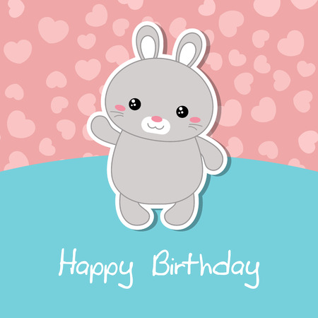 Greeting cards for Valentine's Day, Birthday, Mother's Day with cute rabbit.のイラスト素材