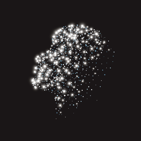 Woman profile silhouette with dust glitters. Concept for spa, beauty salon, massage area, yoga center, natural cosmetics etc.のイラスト素材