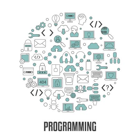 Coding and programming concept. Software development and computer technology.のイラスト素材