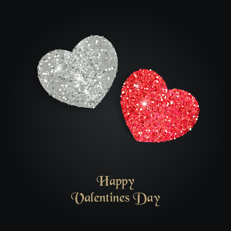 Greeting cards for Valentine's Day with Heart dust glitters effect designのイラスト素材