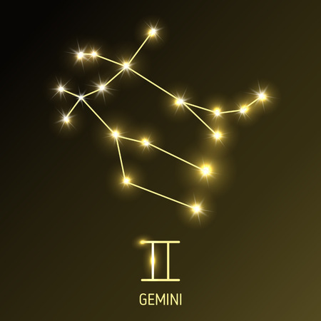 Gemini constellation and zodiac sing. Vector illustration.のイラスト素材