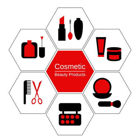 Beauty and makeup infographics with beauty icons vector illustrationのイラスト素材