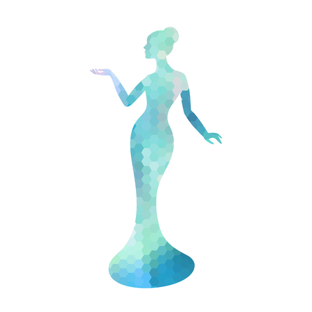 Beautiful lady silhouette with dust glitters vector illustrationのイラスト素材