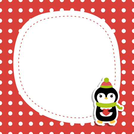 Christmas and new year greeting card with penguin and space for your text.のイラスト素材
