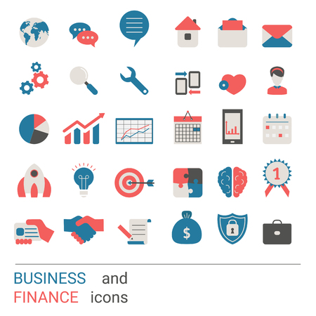Collection business icons. Business elements to use in web, smart phone application ets. Trendy flat design.のイラスト素材