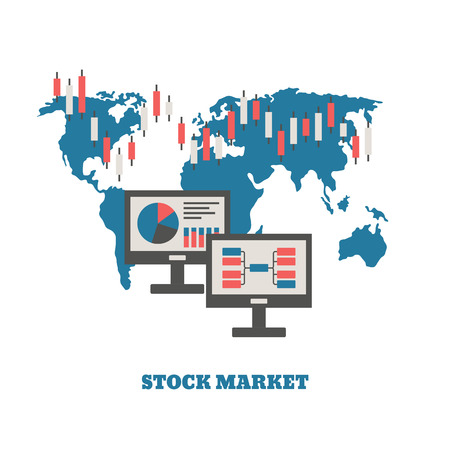 Stock market concept. Trendy flat design illustration.のイラスト素材