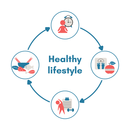 Healthy Lifestyle infographics with sport and diet icons.のイラスト素材