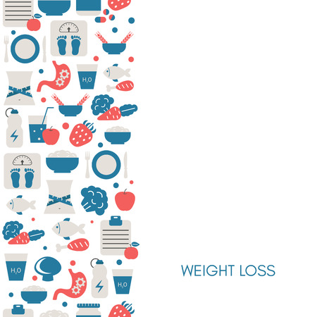 Background with diet and healthy lifestyle icons. Trendy flat design.のイラスト素材