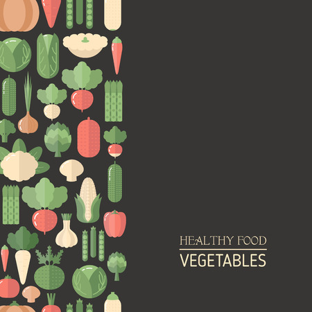 Background with vegetables icons. Organic food. Black background.のイラスト素材