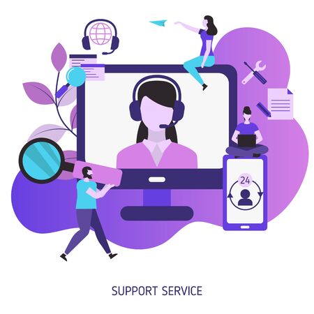 Support service concept. Help and assistance. Vector illustration.のイラスト素材