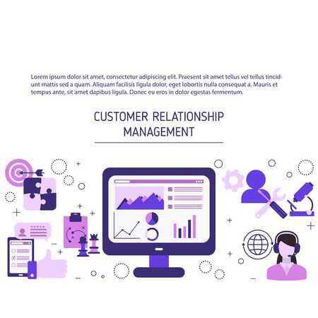 Customer relationship management background with icons. Vector illustration.のイラスト素材