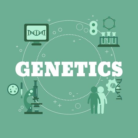 DNA and Genome Related Research concept on greenのイラスト素材