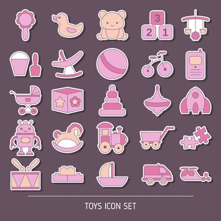 Set of baby toys for girl. Vector illustration.のイラスト素材