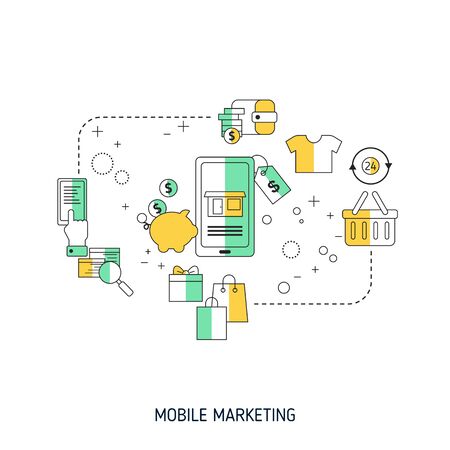 Mobile marketing concept. Vector illustration for website, app, banner, etc.のイラスト素材