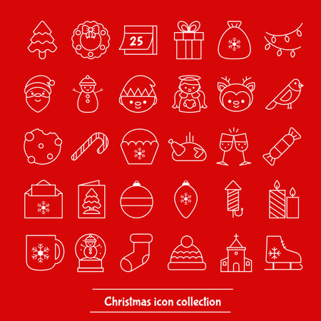 Set of Christmas line icons. Vector illustration.のイラスト素材