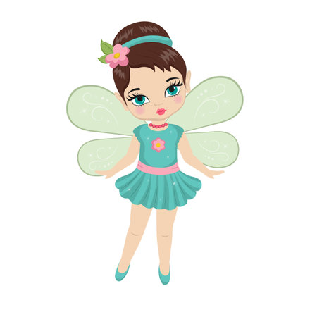 Cute and beautiful fairy with a sparkly wings. Vector illustration.のイラスト素材