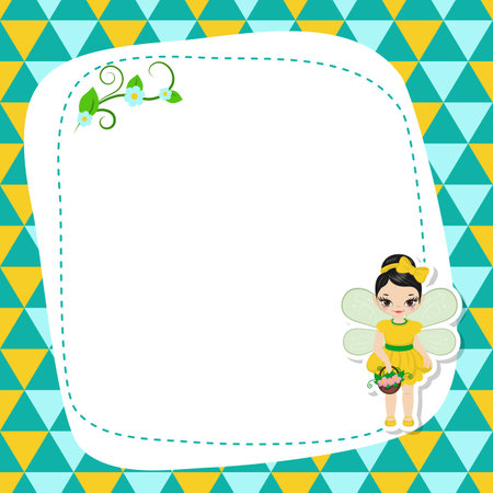 Greeting card with cute fairy. Vector background.のイラスト素材