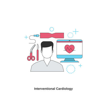 Interventional cardiology concept. Cardiology system medicine treatment. Vector illustration.のイラスト素材