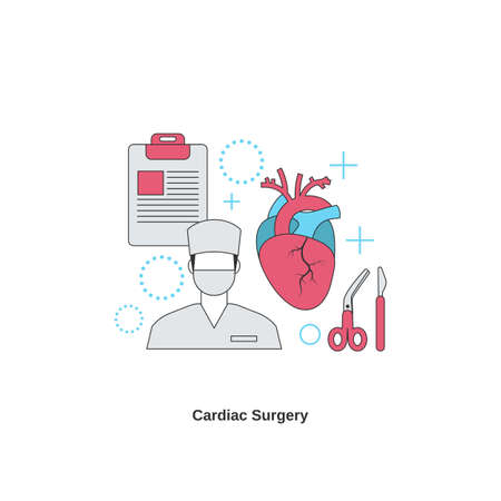 Cardiac surgery concept. Cardiology system medicine treatment. Vector illustration.のイラスト素材