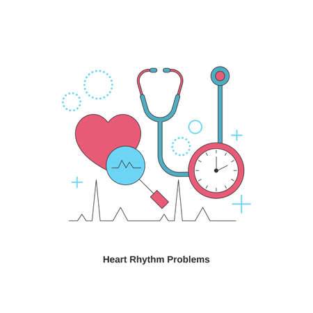 Heart rhythm problems concept. Heart disease. Vector illustration.のイラスト素材