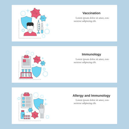 Vaccination, Immunology, Allergy and immunology. Vector template for website, mobile website, landing page, ui.のイラスト素材