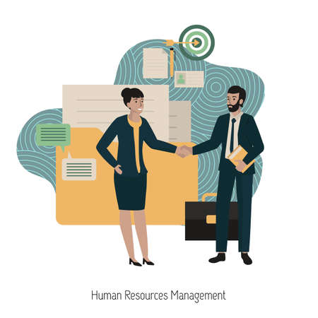 Human resources management concept. Job search and human resource, recruitment concept. Modern vector illustration.のイラスト素材