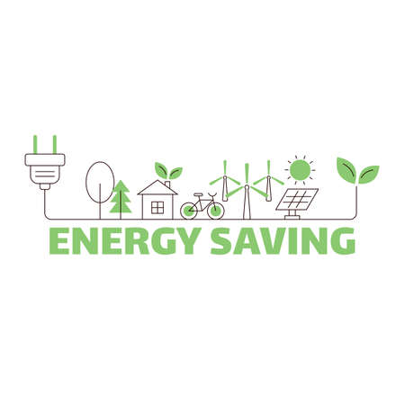 Concept of energy saving. Rational use of energy. Vector illustration.のイラスト素材