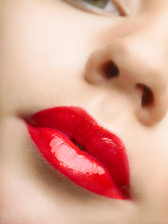 Beautiful red lipsの写真素材
