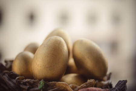 Golden Easter eggsの写真素材